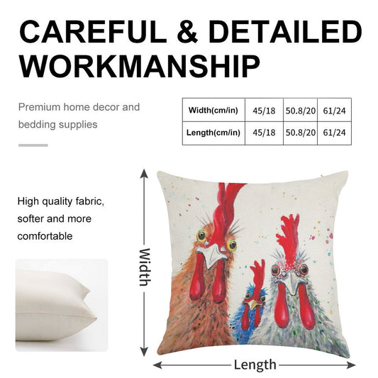 Chicken Ladies, Hen, Chicken, Rooster, Bird Linen Throw Pillow Cover