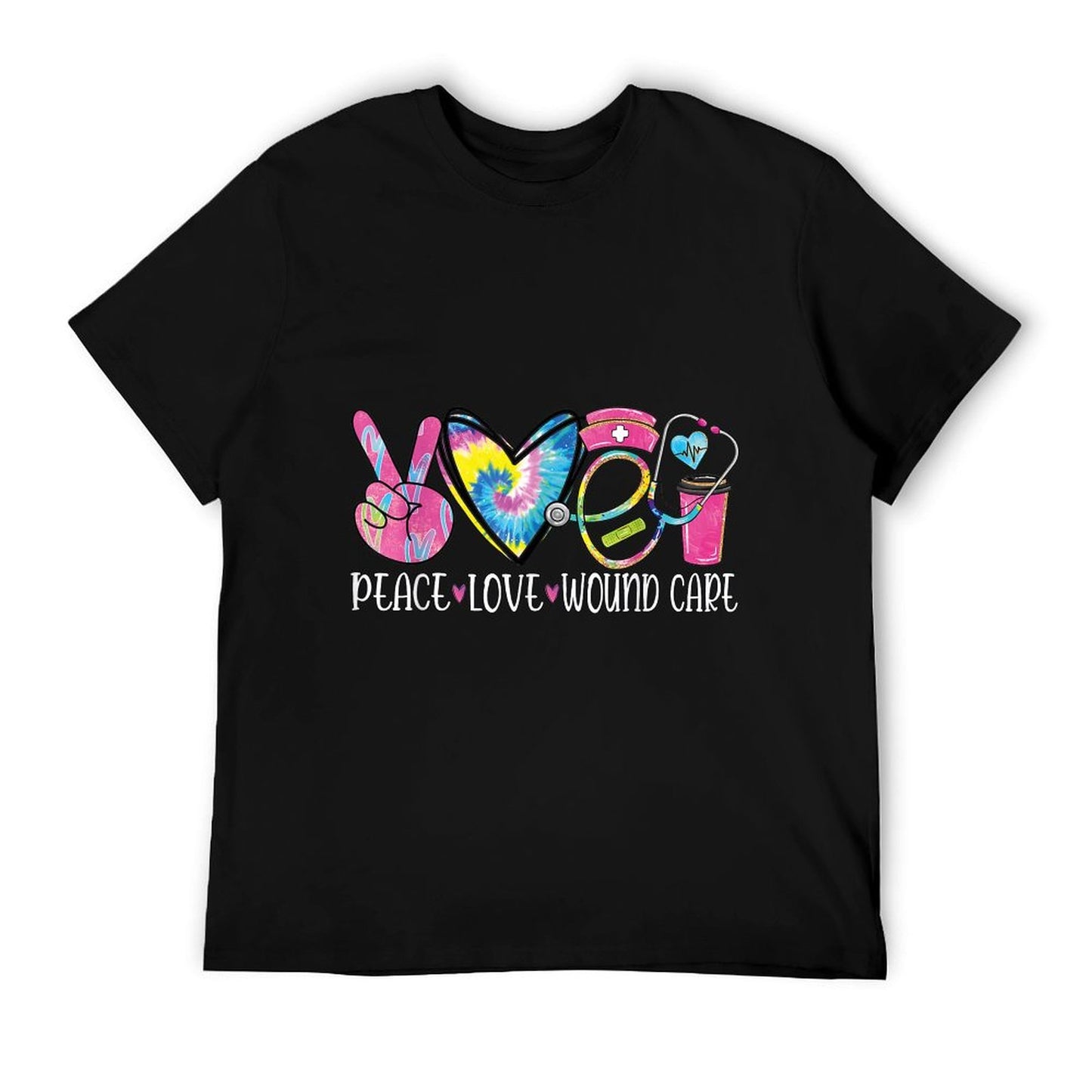 Peace Love Wound Care Nurse Nursing Heart Stethoscope T-Shirt