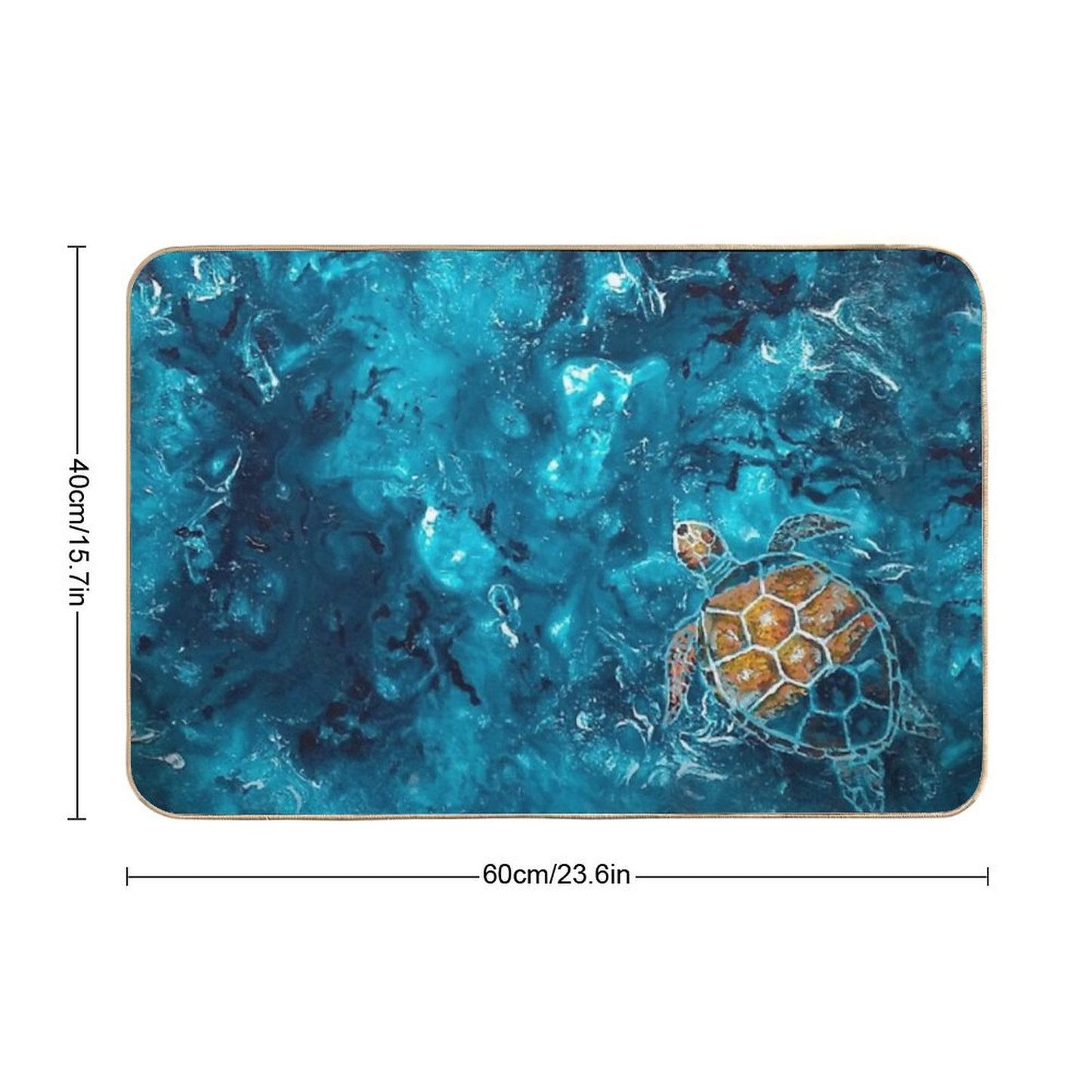 Painted Turtle In Aqua Waters Bath Mat