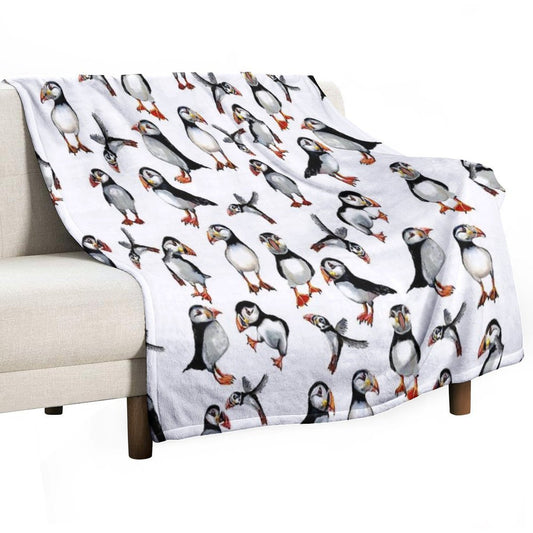 Puffins Pattern Throw Blanket