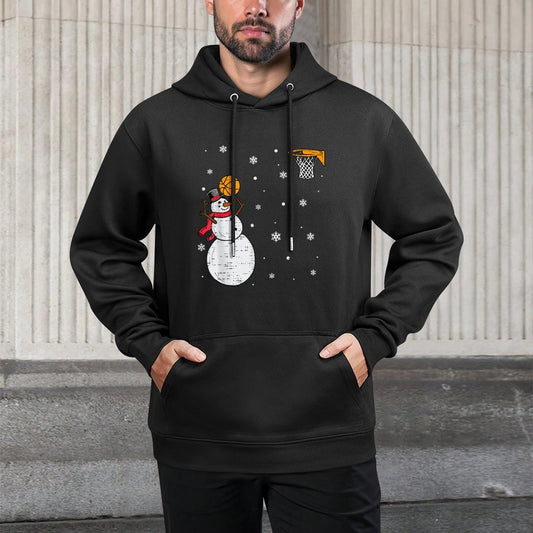 Funny Snowman Basketball Christmas Xmas Sports Men Boys Kids Customizable Surface Hoodie