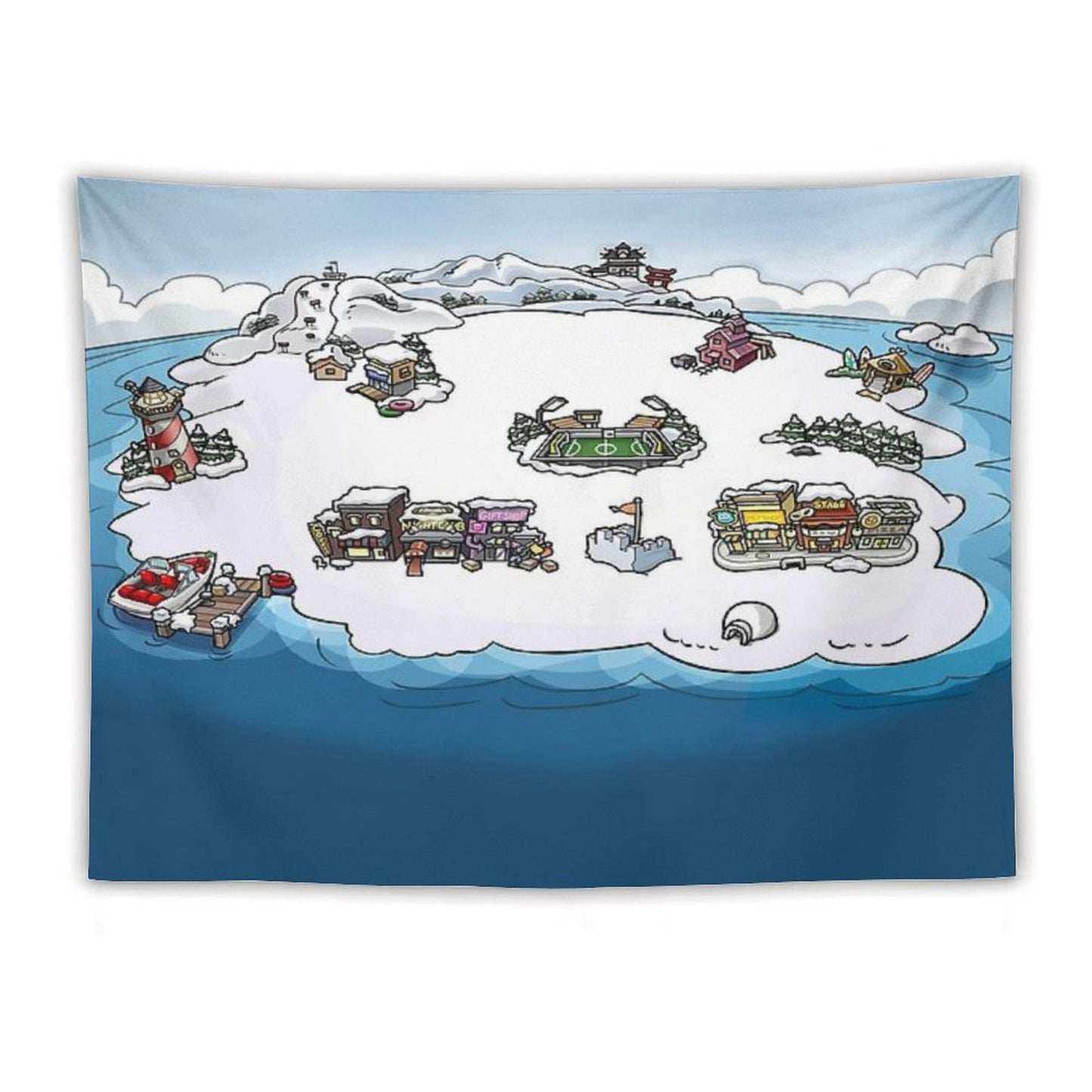 Club Penguin Map Tapestry