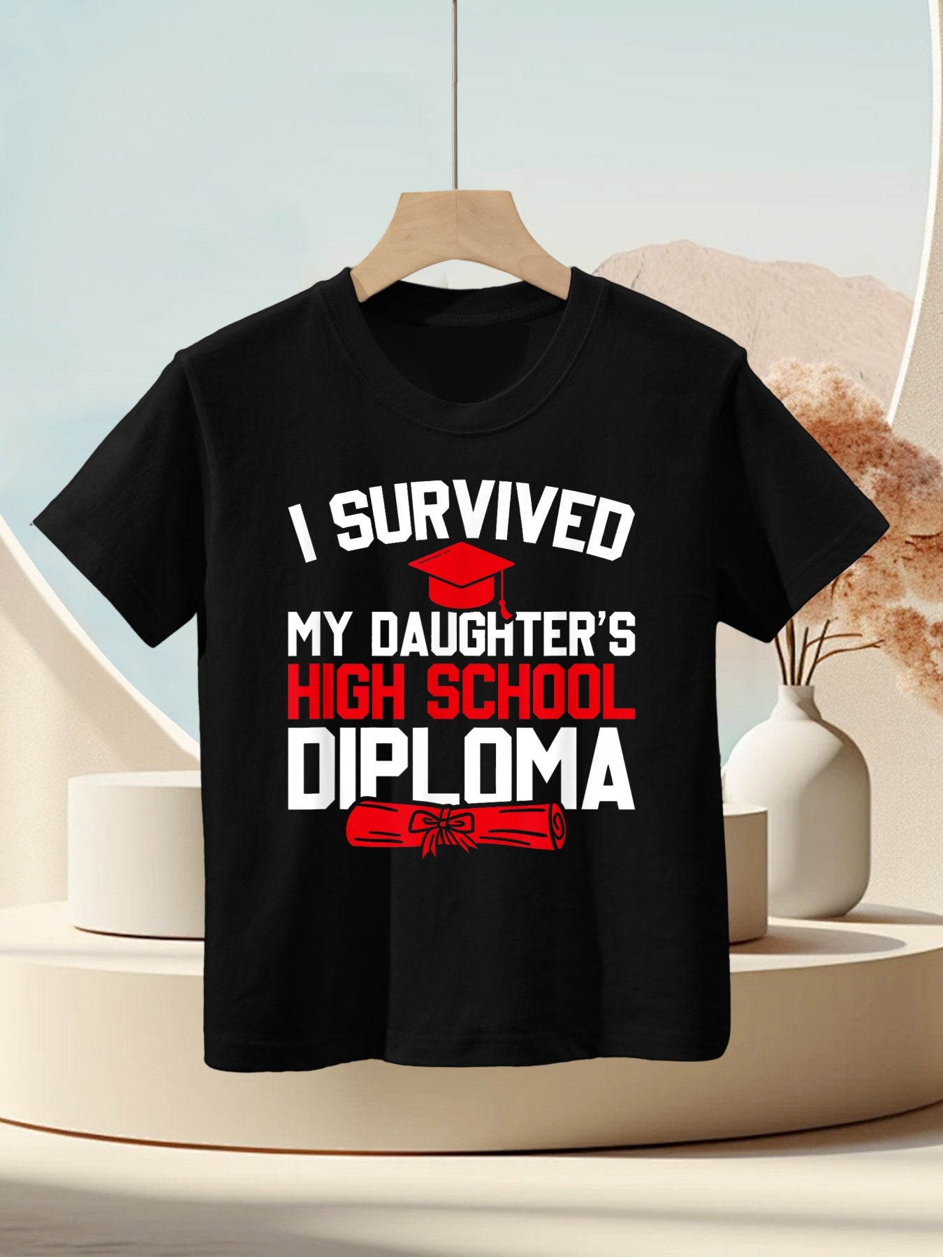 I Survived My Daughter's High School Diploma, Graduation Kids T-Shirt