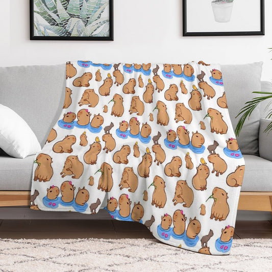 Capybara Pattern Throw Blanket