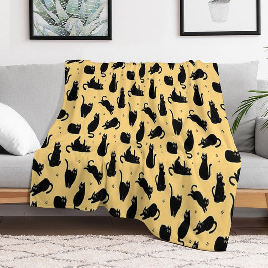 Black Cat Pattern Throw Blanket