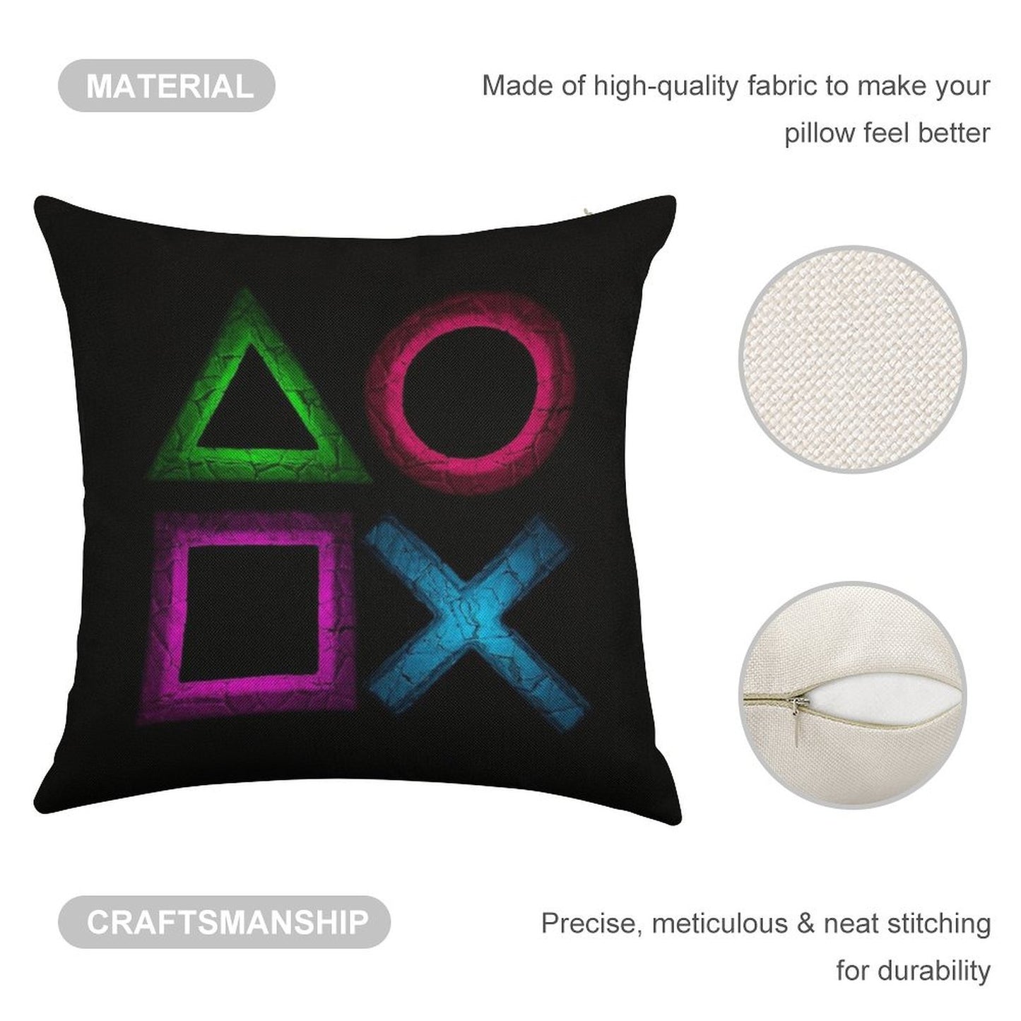 Buttons Linen Throw Pillow Cover