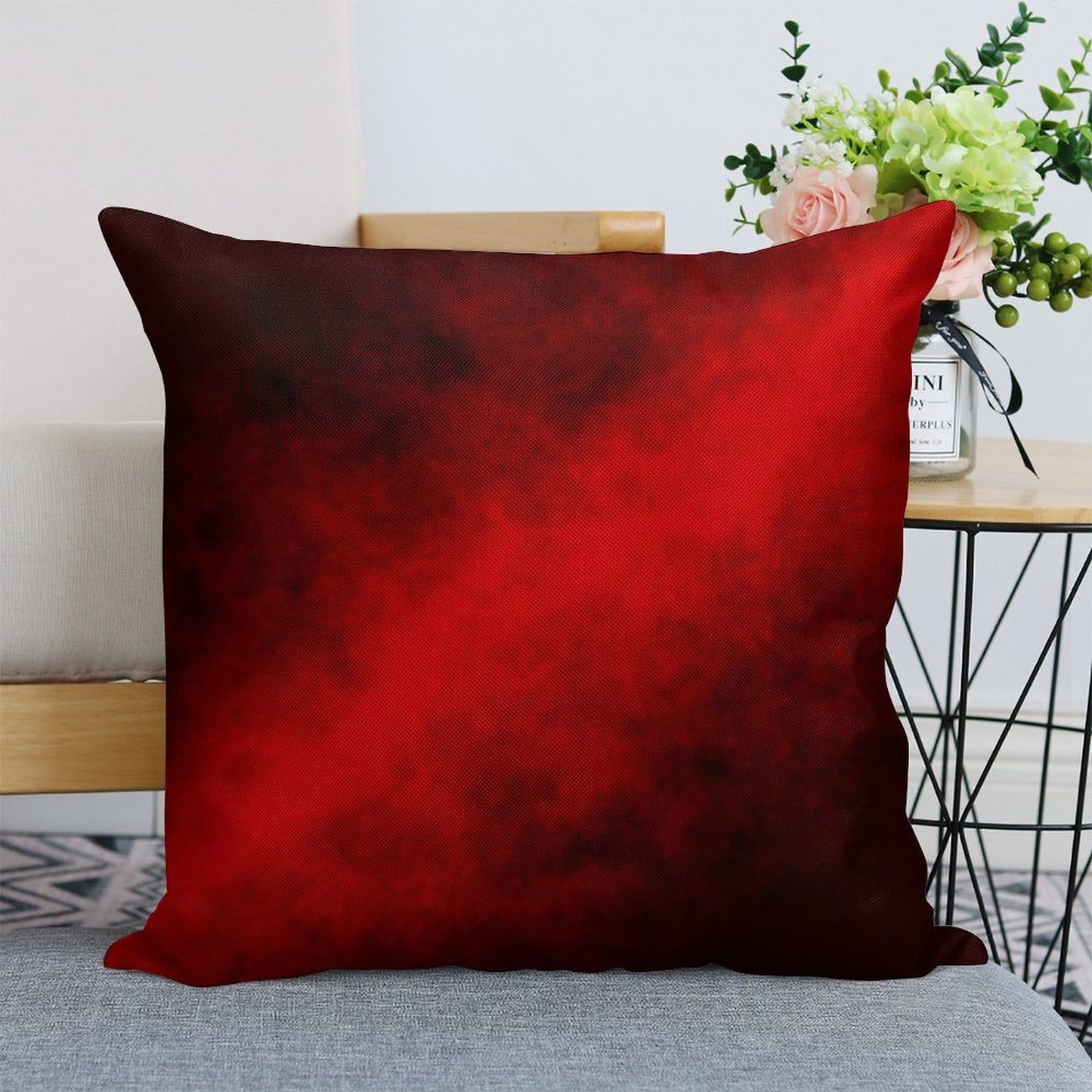 Red Smoke Linen Throw Pillow Cover