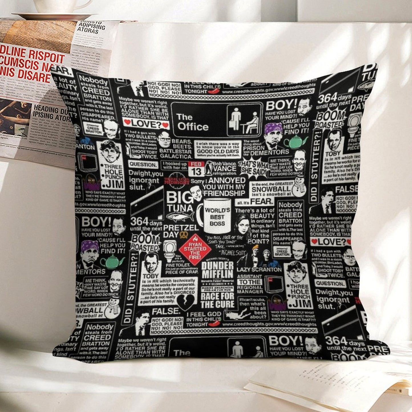 Wise Words From The Office - The Office Quotes Linen Throw Pillow Cover