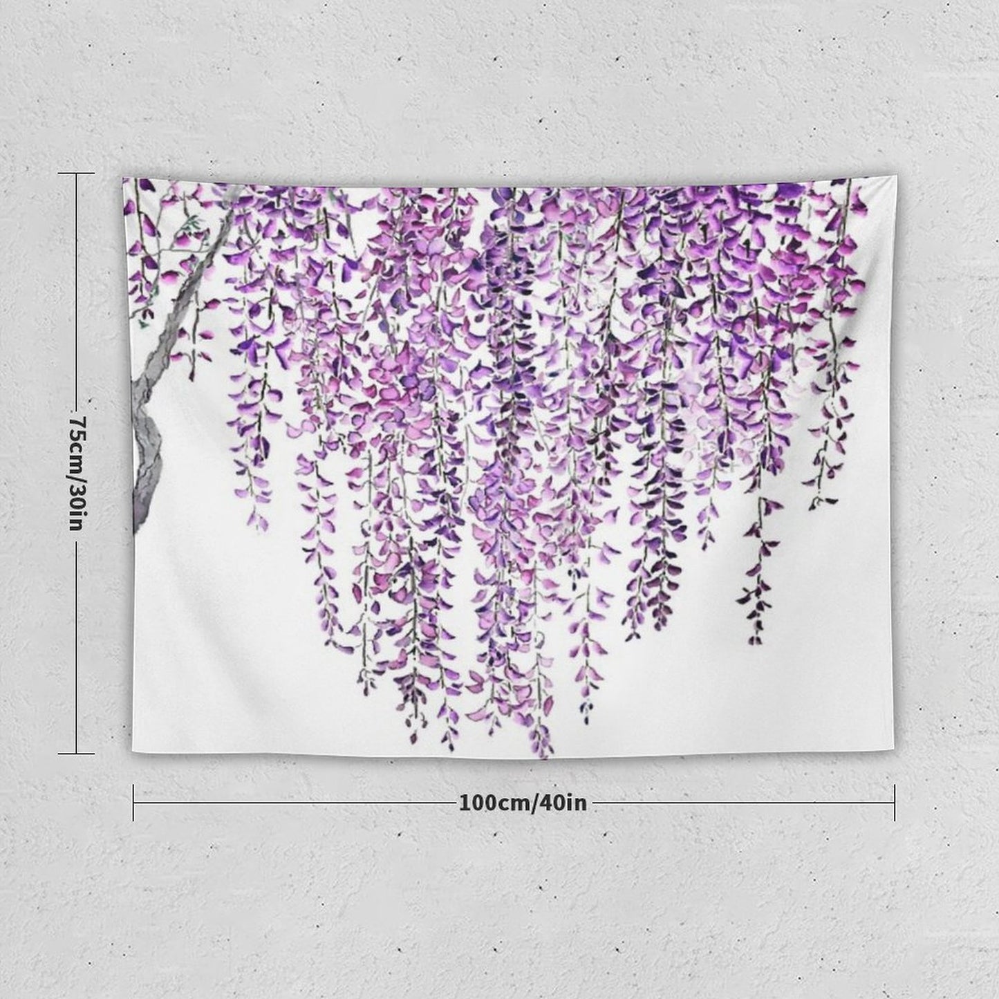 Hand Painted Purple Wisteria in Bloom Tapestry