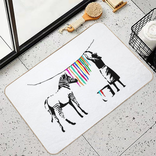 Zebra Stripes Washing - Banksy Graffiti Bath Mat