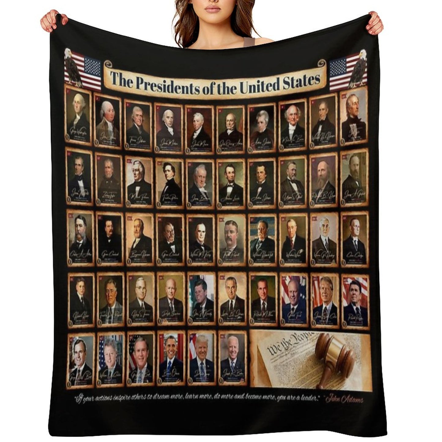 Presidents of The United States of America Horizontal in Full Color Throw Blanket