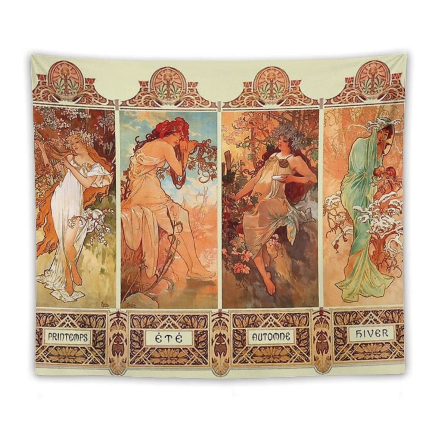 Alphonse Mucha Four Seasons Art Nouveau Tapestry