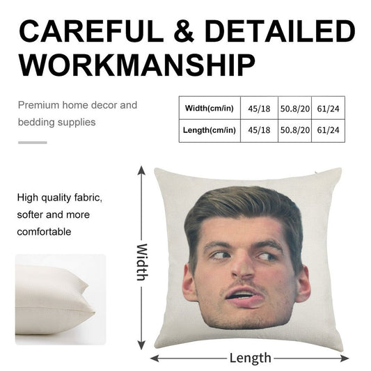 Max Verstappen Face Linen Throw Pillow Cover