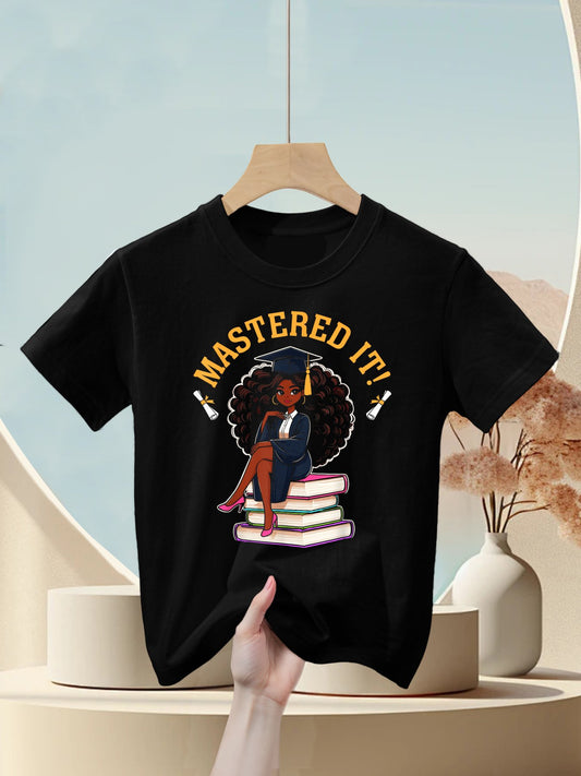 Mastered It Black Girl Master Degree Graduation Kids T-Shirt