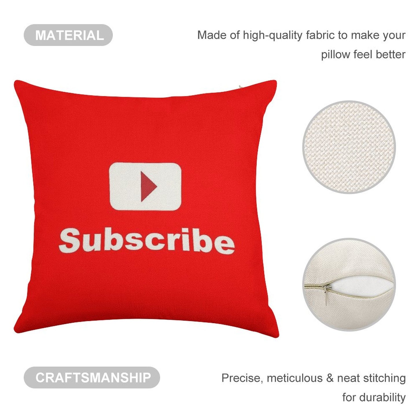 Youtube Channel Subscribe Linen Throw Pillow Cover