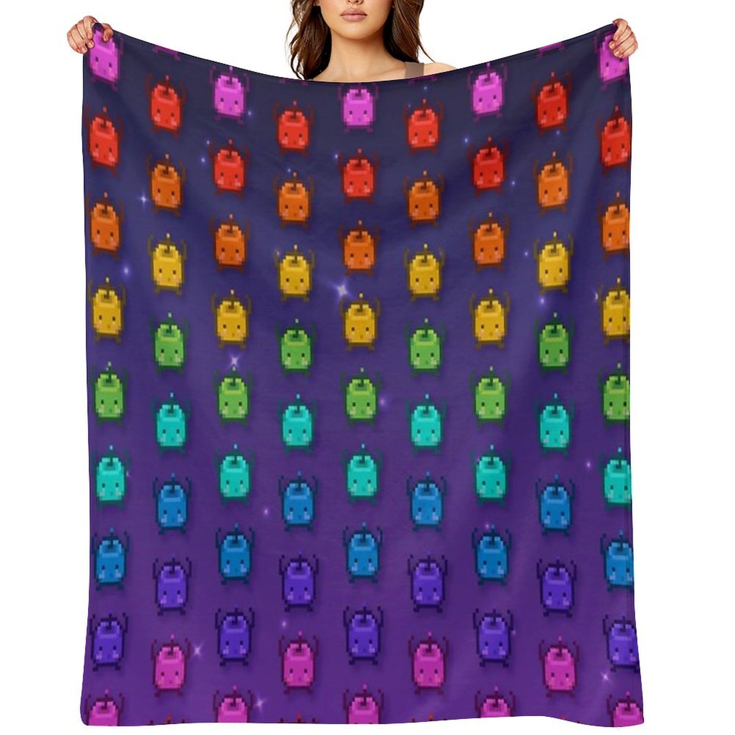 Stardew Valley Rainbow Junimos Throw Blanket