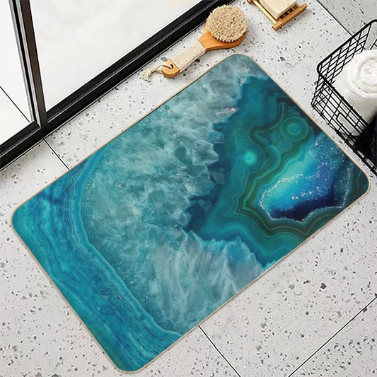 Turquoise Teal Agate Stone Bath Mat
