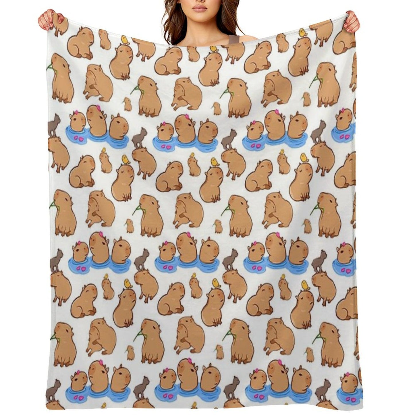 Capybara Pattern Throw Blanket