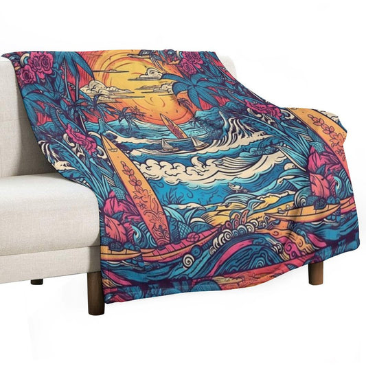 Surf Tribe – Popular Art, Vintage Style Surfing Gift Throw Blanket