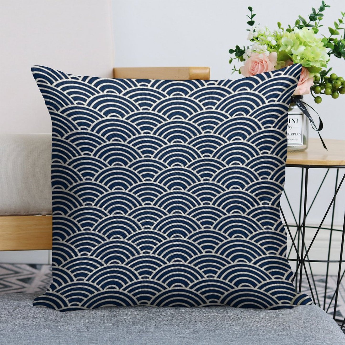 Seigaiha  Japanese Collection Linen Throw Pillow Cover