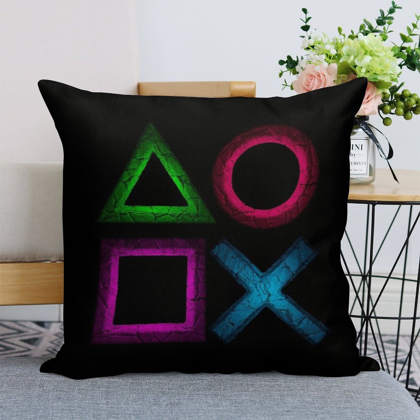 Buttons Linen Throw Pillow Cover