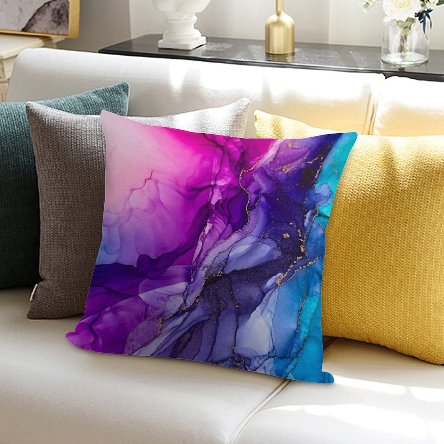 Abstract Vibrant Rainbow Ombre Soft Home Decor Throw Pillow