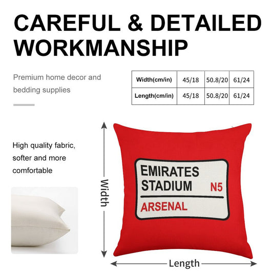 Emirates Stadium Football Sign Linen Throw Pillow Cover
