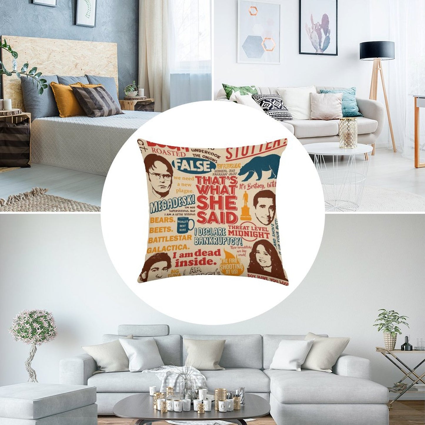 All The Best Quotes from The Office - That's What She Said! Linen Throw Pillow Cover