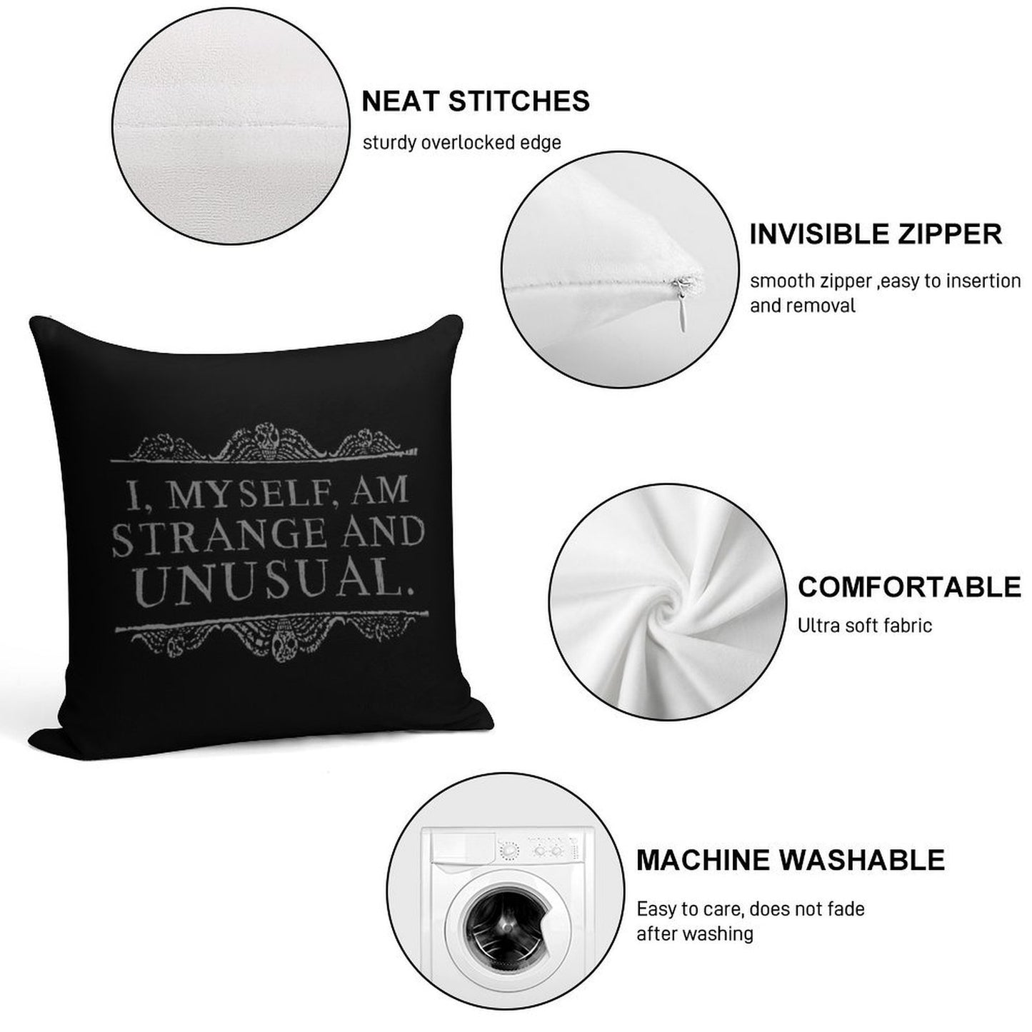 I, Myself, Am Strange And Unusual. Soft Hidden Zipper Throw Pillow
