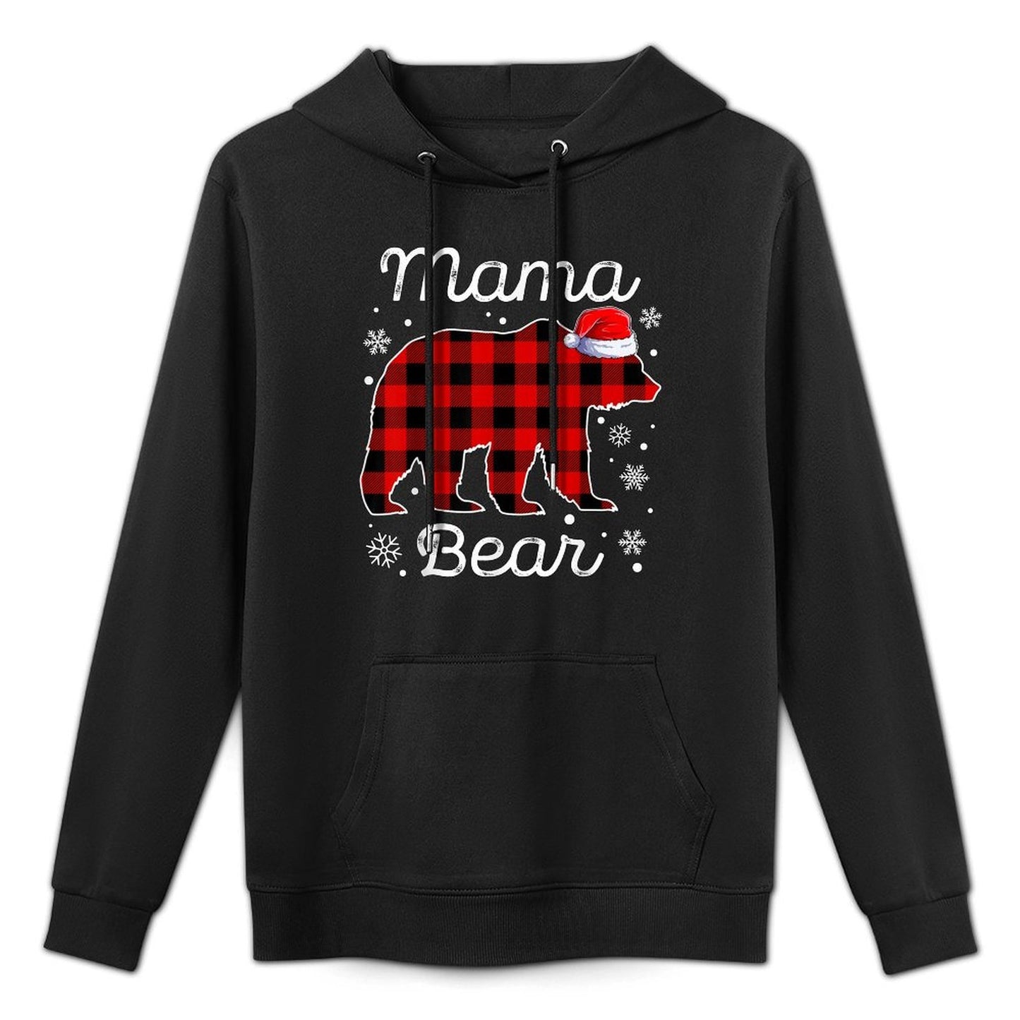 Mama Bear Christmas Pajamas Red Plaid Buffalo Family Machine Washable Hoodie