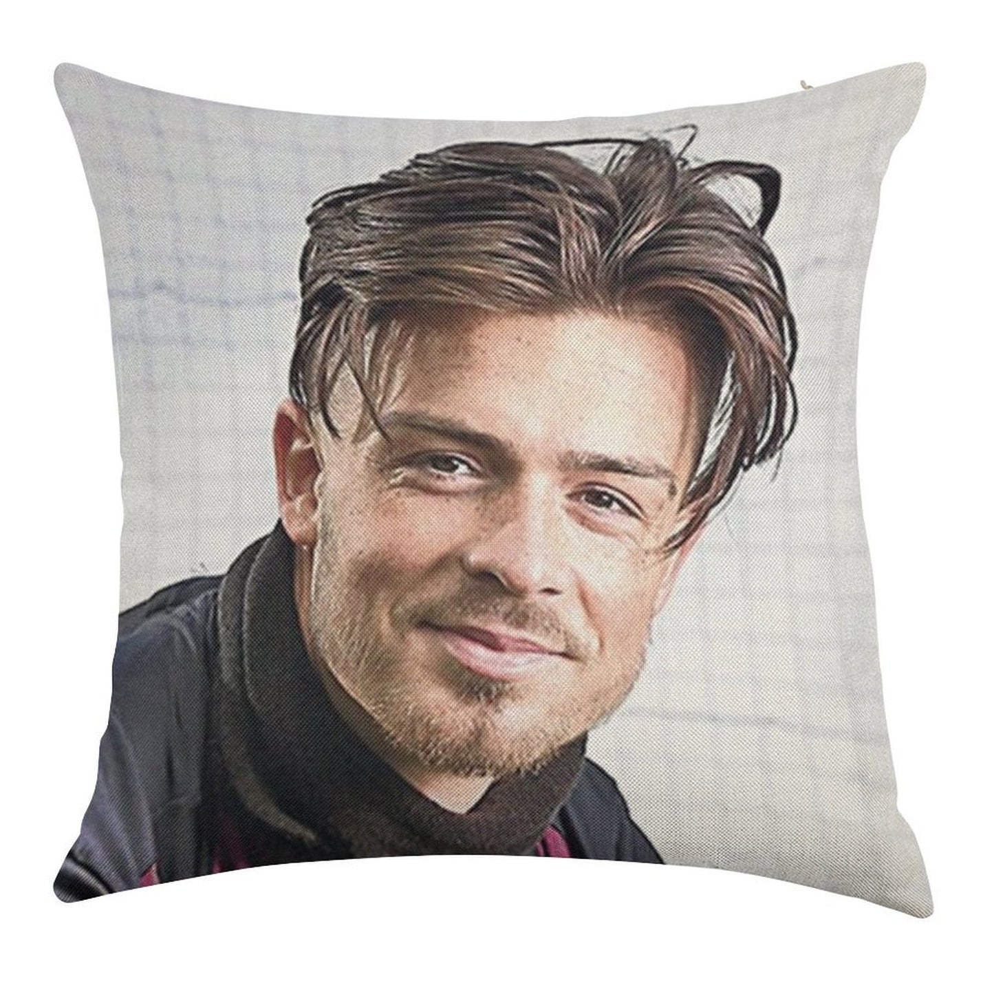 Jack Grealish Smile Linen Throw Pillow Cover