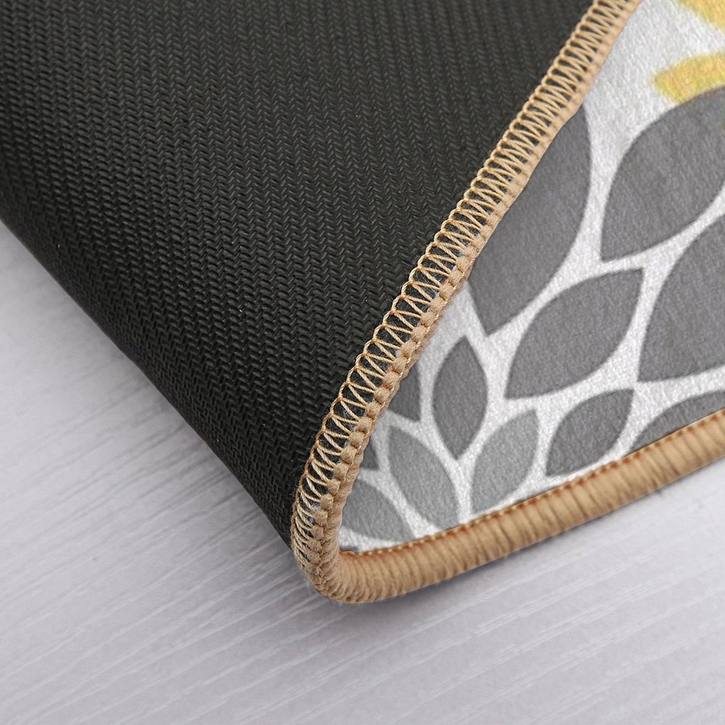 Yellow And Gray Dahlia Floral Pattern Bath Mat