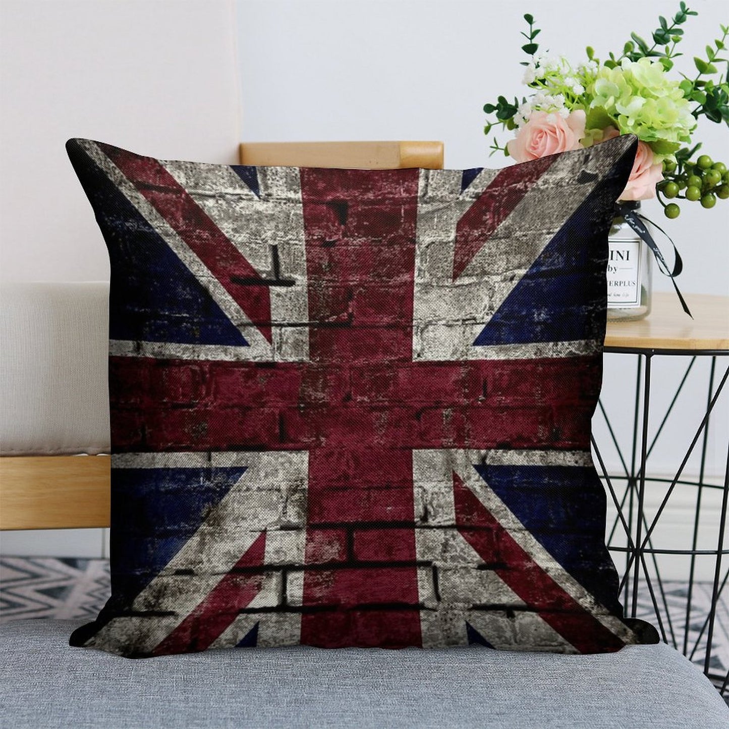Grunge UK Flag, Great Britain, Punk Style Distressed Wall Linen Throw Pillow Cover