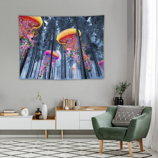 New Winter Forest of Electric Jellyfish Worlds Tapestry