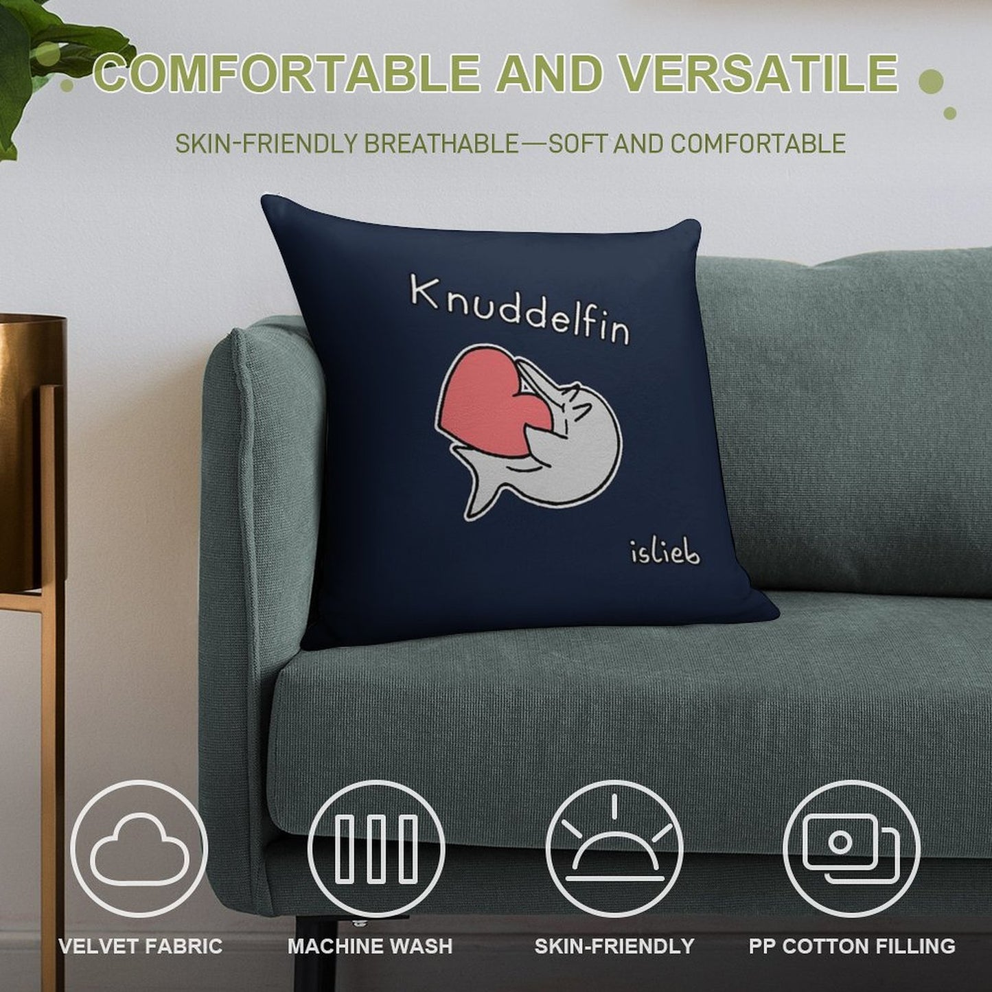 Cuddly Dolphin Soft Warmth Comfort Throw Pillow