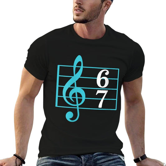 Womens 67 Music Meme Slang Six Seven Music Teacher Funny Musician Rolled Sleeves T-Shirt