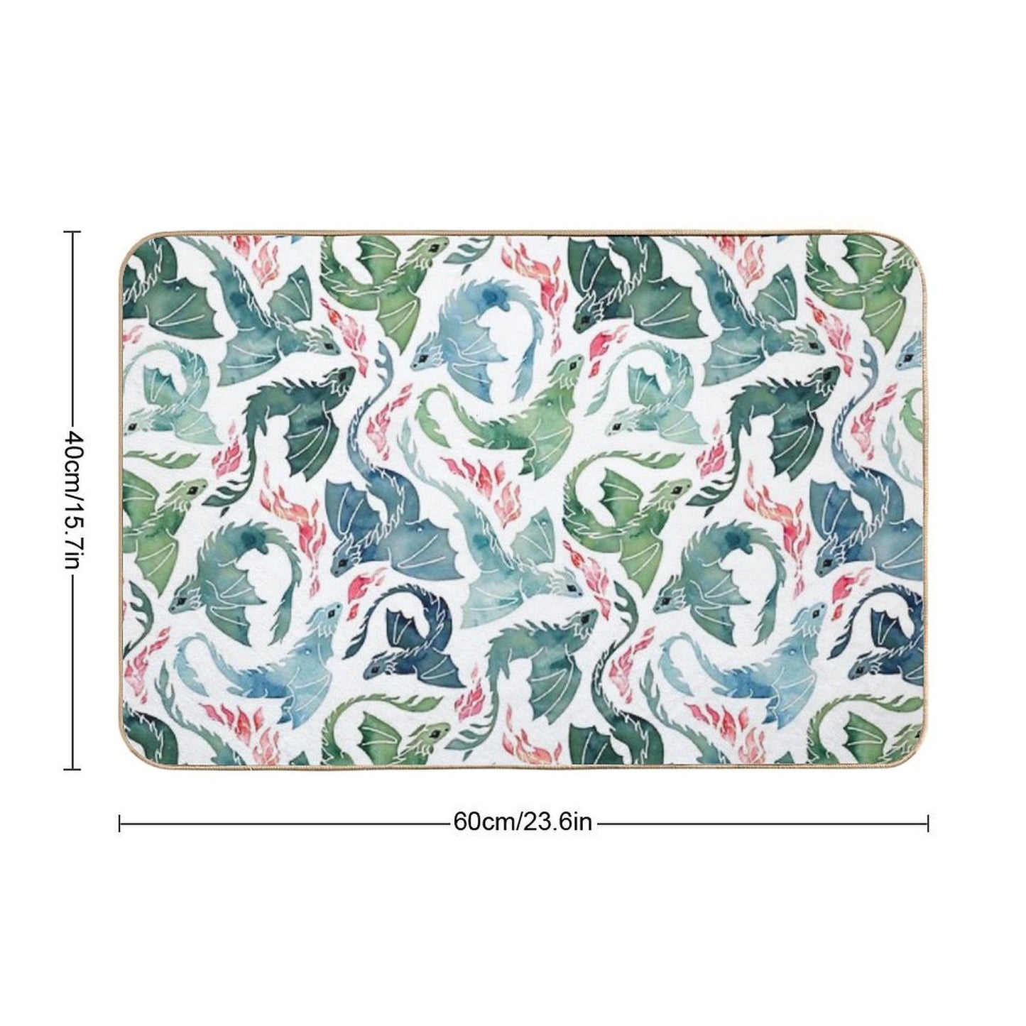 Dragon Fire Blue & Green Non-Slip Bath Mat