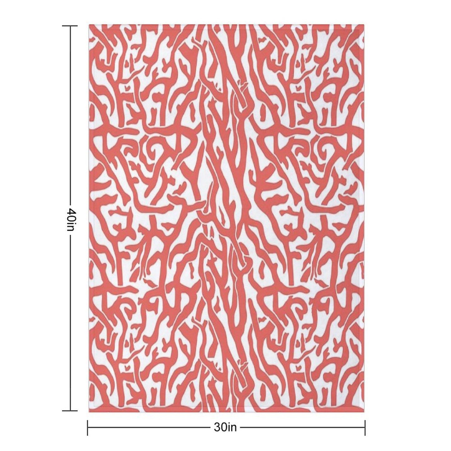 Coral Reef Pattern Reddish Coral White Coastal Beach House Throw Blanket