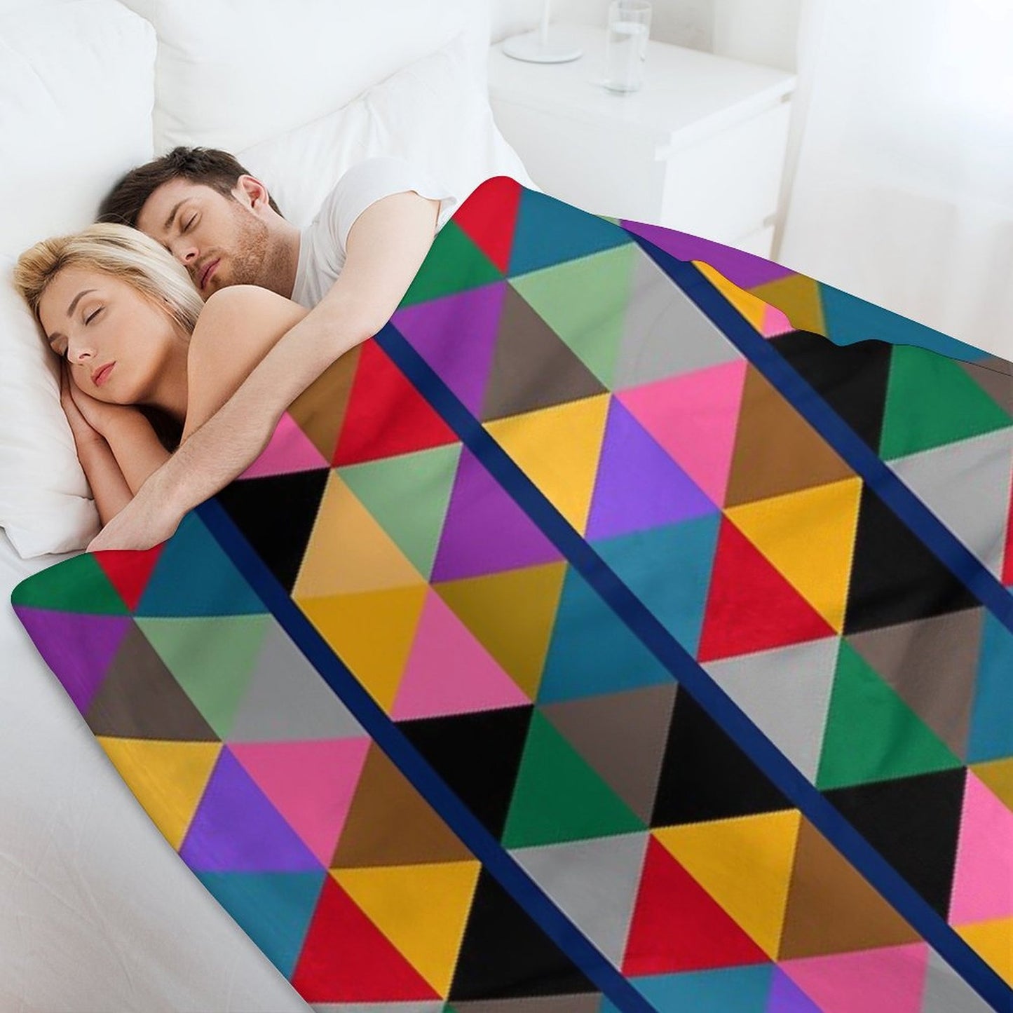 Geometric Bright Multi Colour Pattern Throw Blanket
