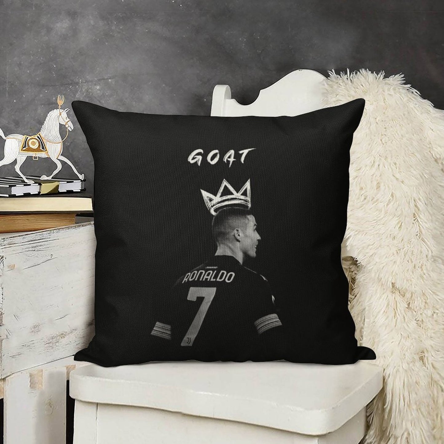 Cristiano Ronaldo Goat Linen Throw Pillow Cover