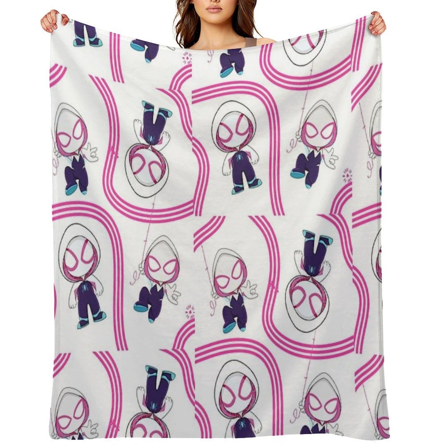 Cute Spider Ghost Gwen, Baby Spidey Girl, Grl Pwr, Cartoon Ghost Kids T-shirt Throw Blanket