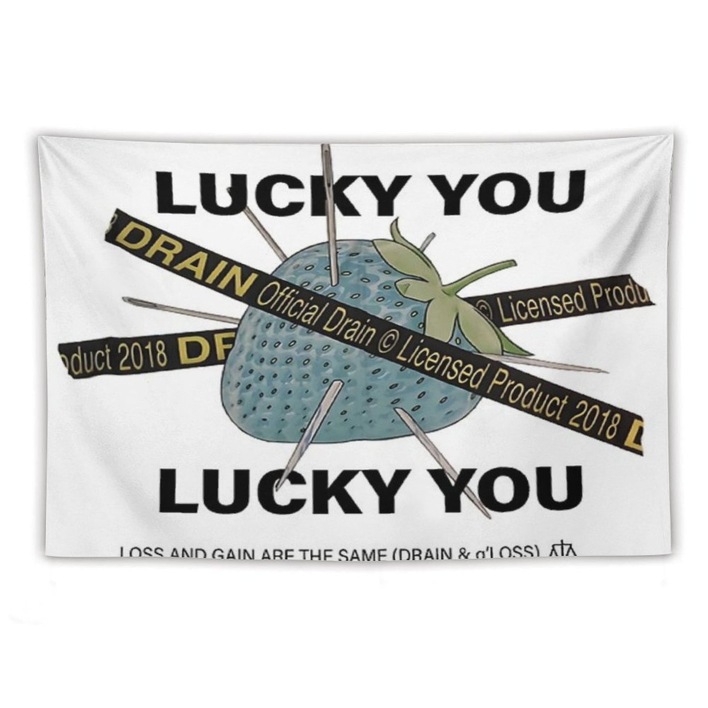 Bladee Drain Gang Lucky You Strawberry Logo Tapestry