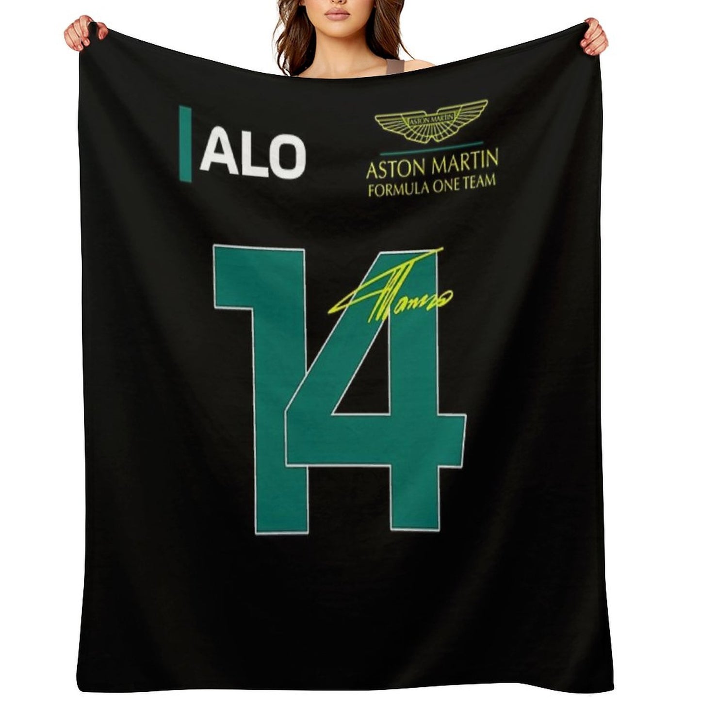 Fernando Alonso 14 Aston Martin F1 2023 Throw Blanket