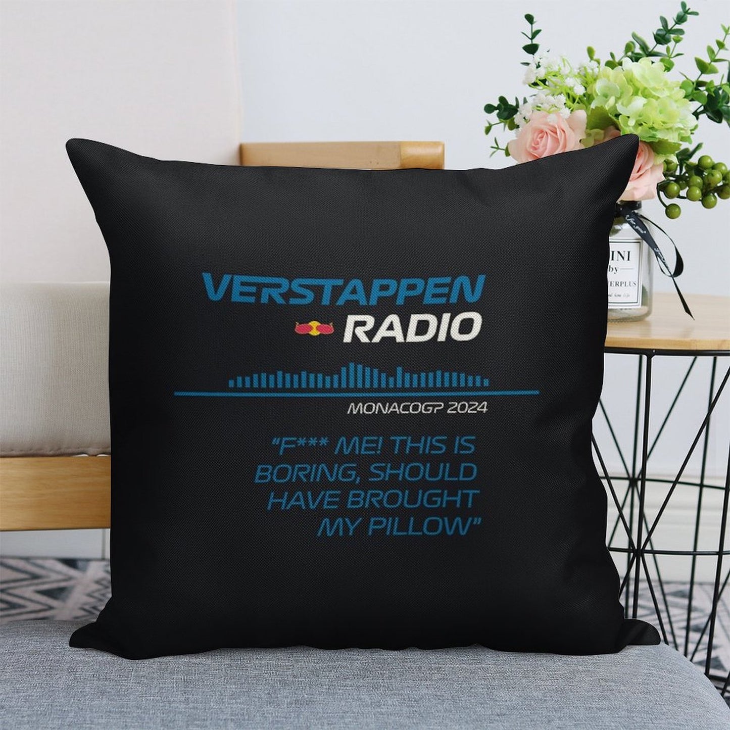 Verstappen Radio Monaco - Pillow Linen Throw Pillow Cover
