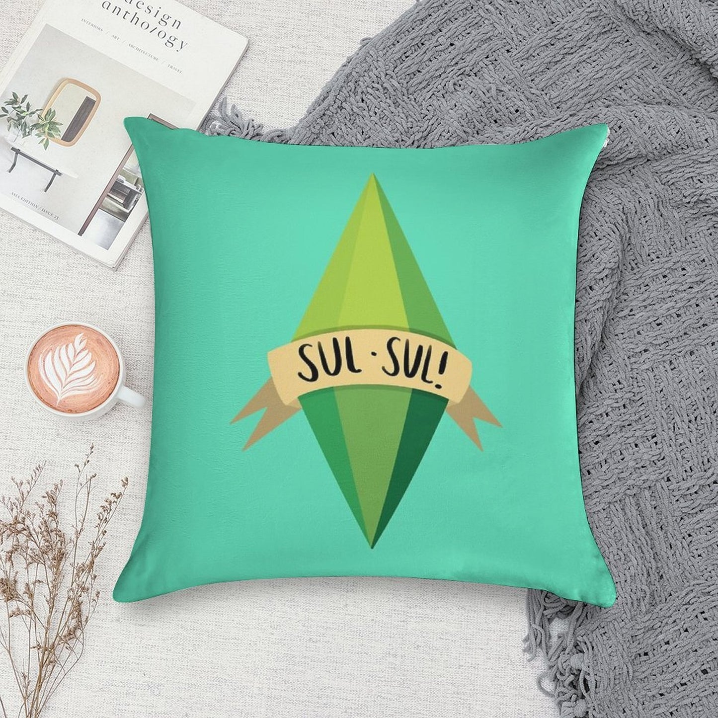 Plumbob Soft Anti-Pilling Throw Pillow