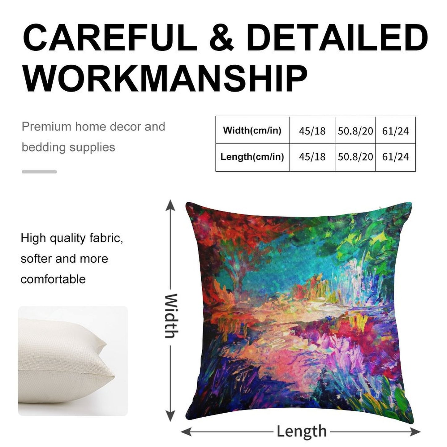 WELCOME TO UTOPIA Bold Rainbow Multicolor Abstract Painting Forest Nature Whimsical Fantasy Fine Art Linen Throw Pillow Cover