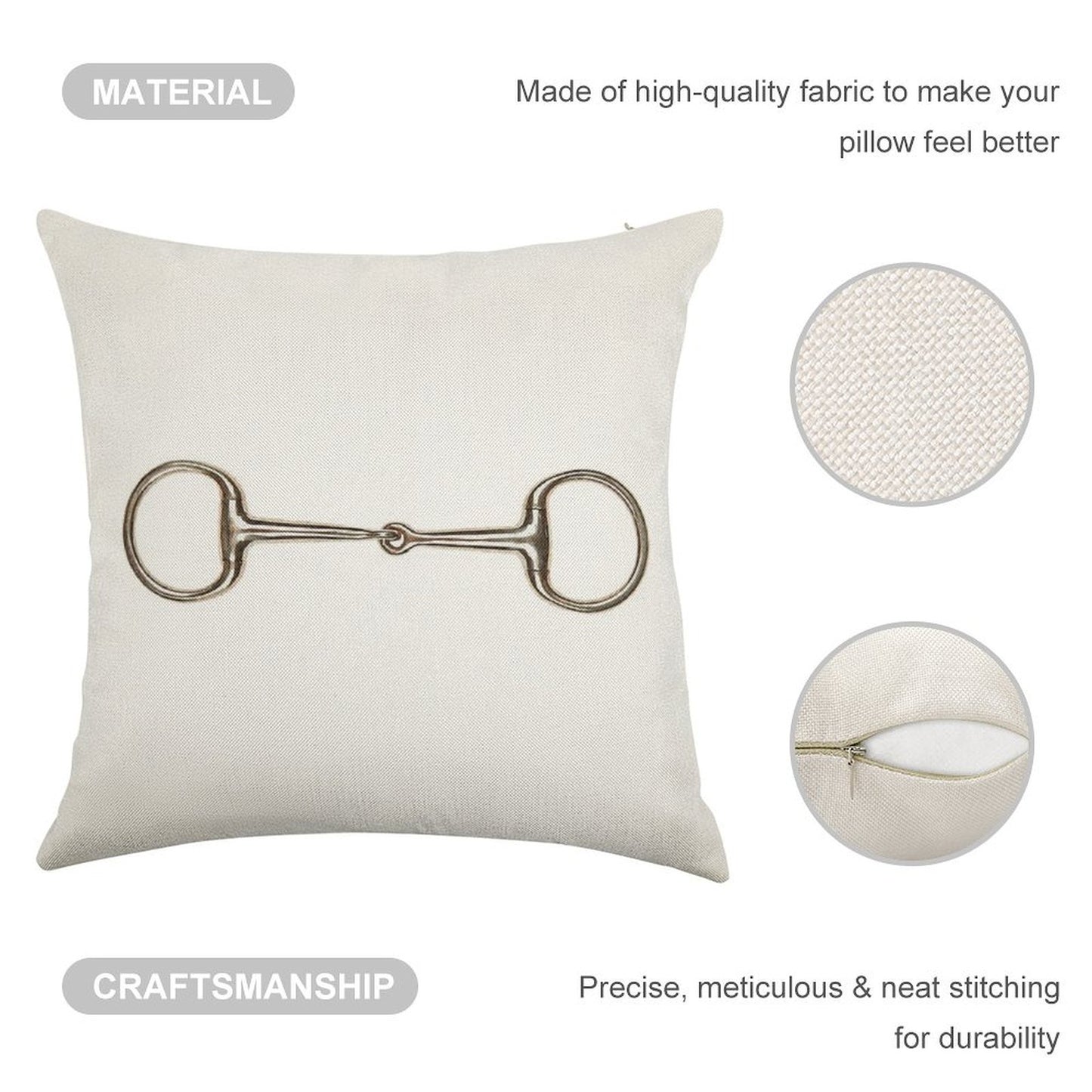 Snaffle Bit Linen Throw Pillow Cover