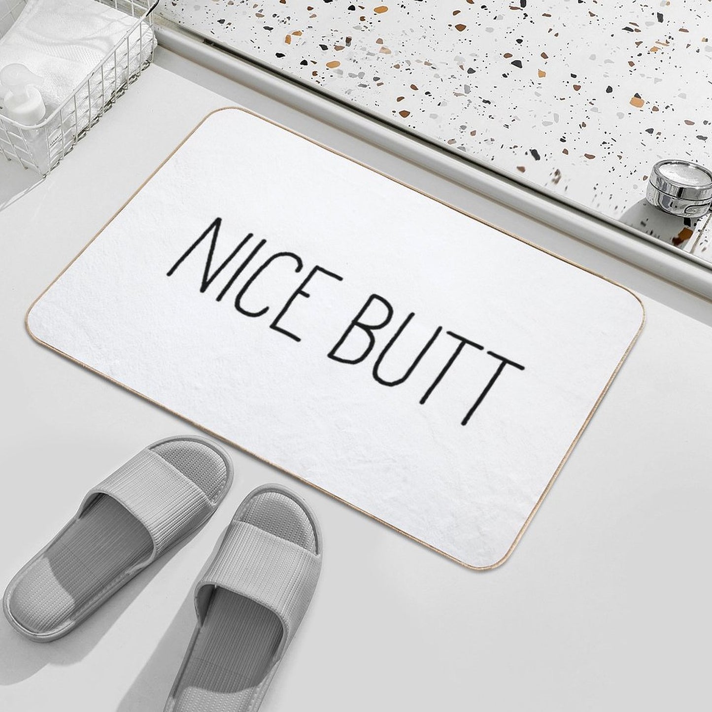 Nice Butt White Bath Mat