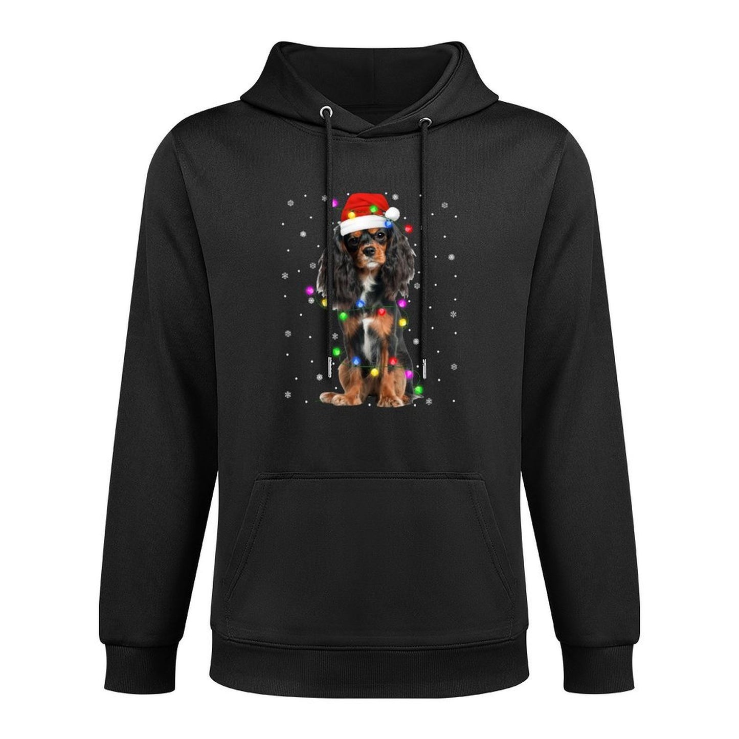 Cavalier King Charles Spaniel Dog Christmas Lights Xmas Cotton-Polyester Blend Hoodie