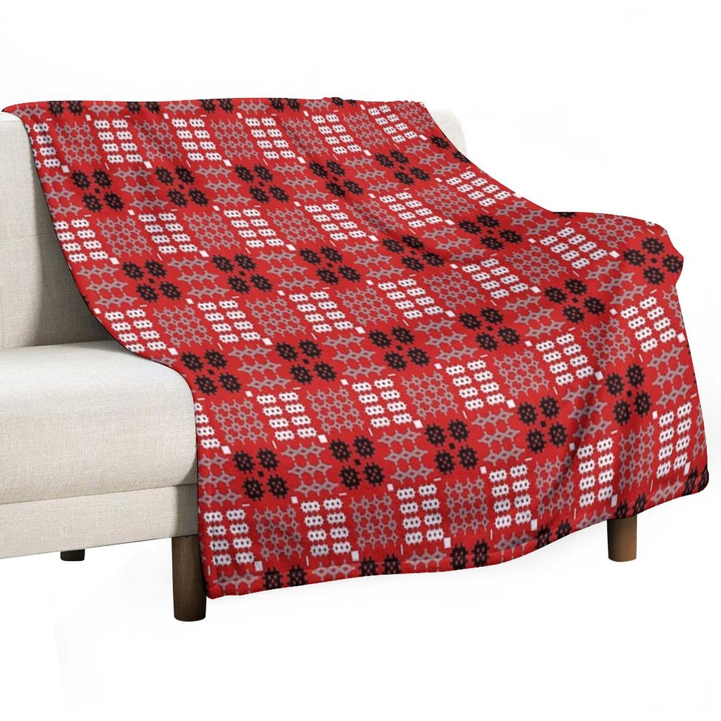 Welsh Design, Carthen Cymraeg, Cymreig (red) (Printed Image - Not Real Tapestry) Throw Blanket